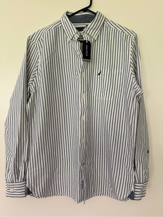 Nautica Other - Nautica Men’s White Shirt with Navy Vertical Stripes